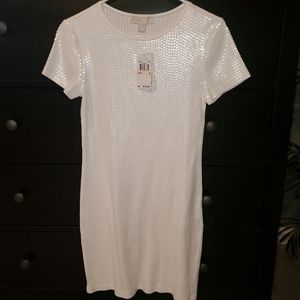 Michael Kors white sequin cocktail shift dress Size Small